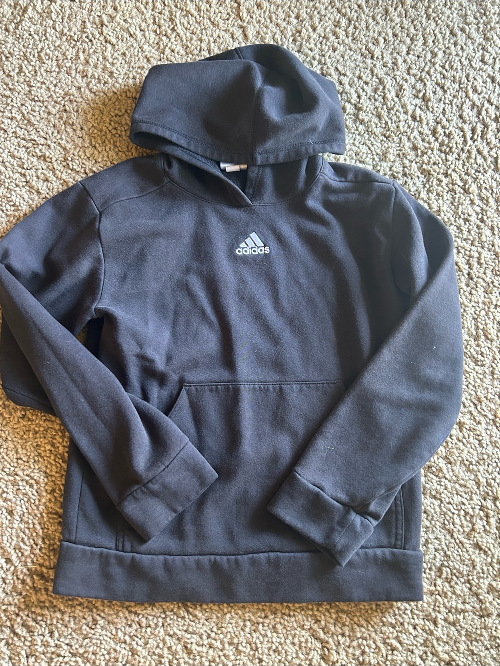 Adidas Boys Black Hooded Pullover Sweatshirt